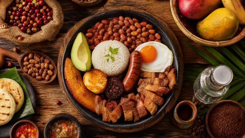 Gastronomía colombiana — bandeja paisa y ajiaco bogotano