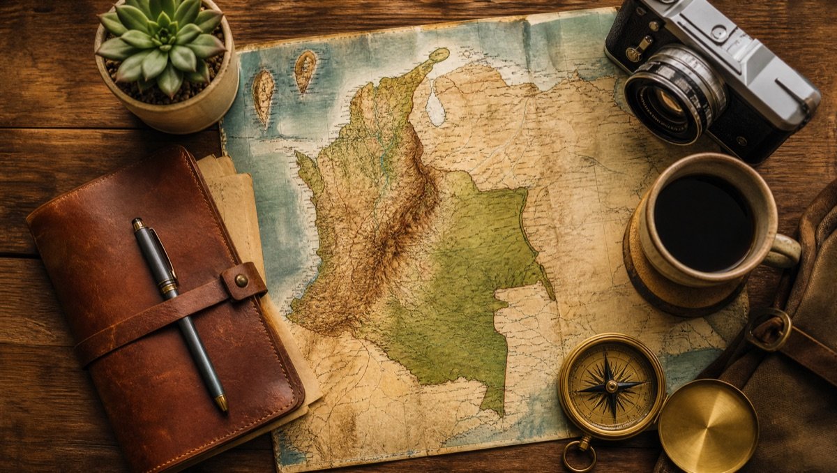 Viajero con mochila recorriendo paisajes de Colombia